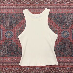 NWT—-Good American White Ribbed Racerback Tank Top